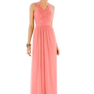 Alfred Sung Chiffon v-neck gown pink size 14